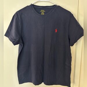 Polo by Ralph Lauren Men's Dark Blue Tee with Red Logo